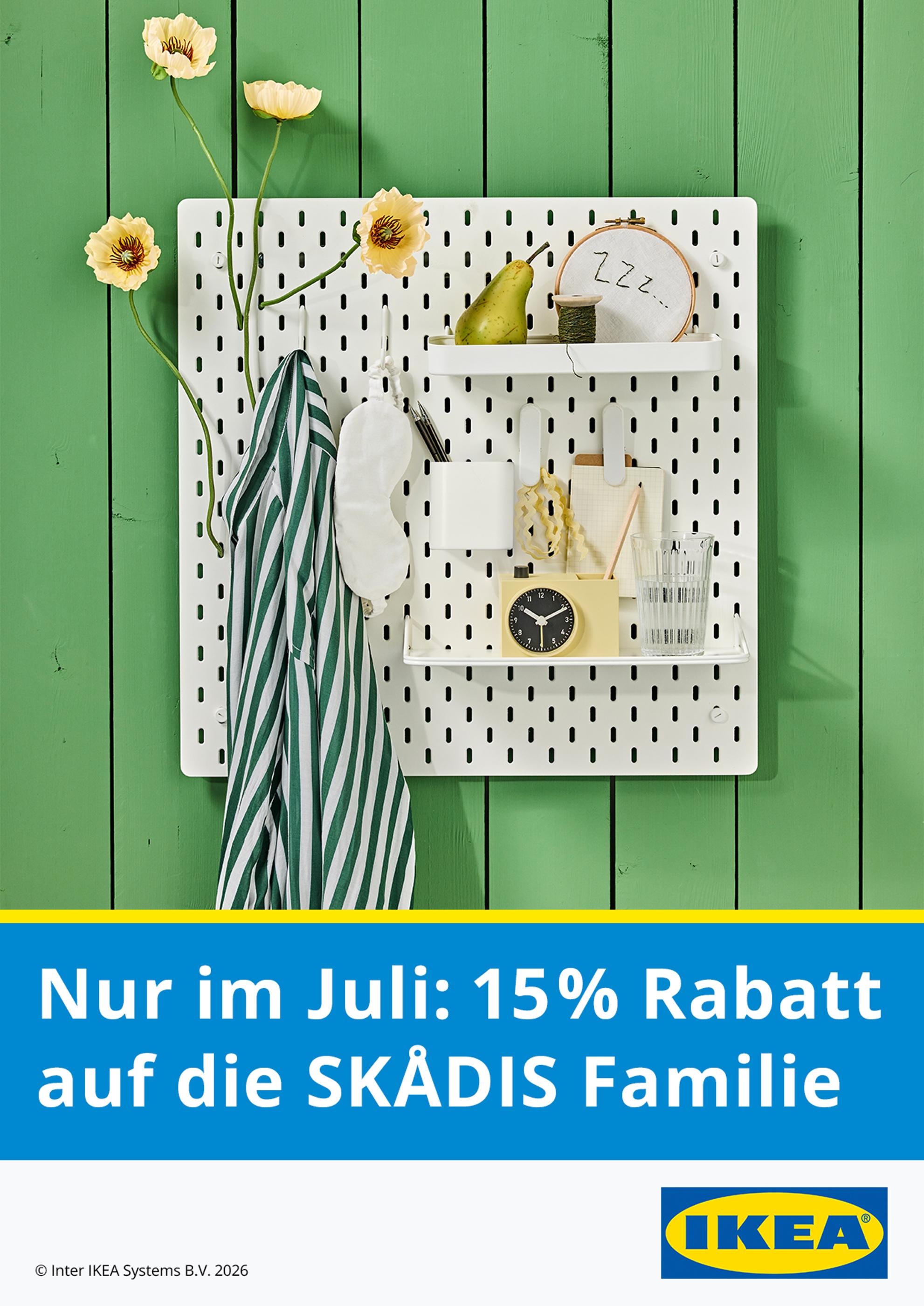 IKEA Prospekt für Wesseln: Nur im Juli: 15% Rabatt auf die SKÄDIS Familie, 1 Seite, 06.07.2026 - 13.07.2026